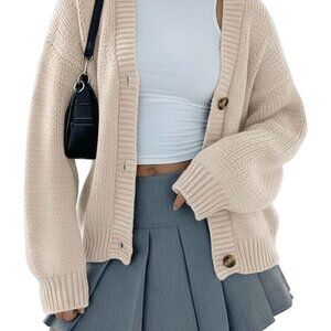 Chunky Knit Cardigan Oversized Button Down Sweater Cozy Fall Winter Chic